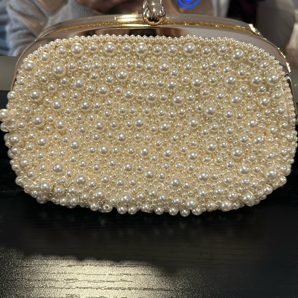Beautiful Pearl and Gold Clutch